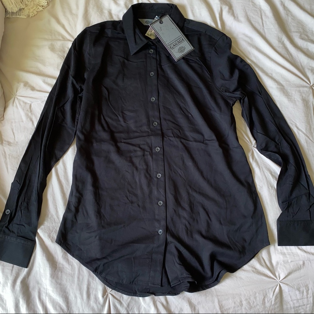 Harley Davidson button up top